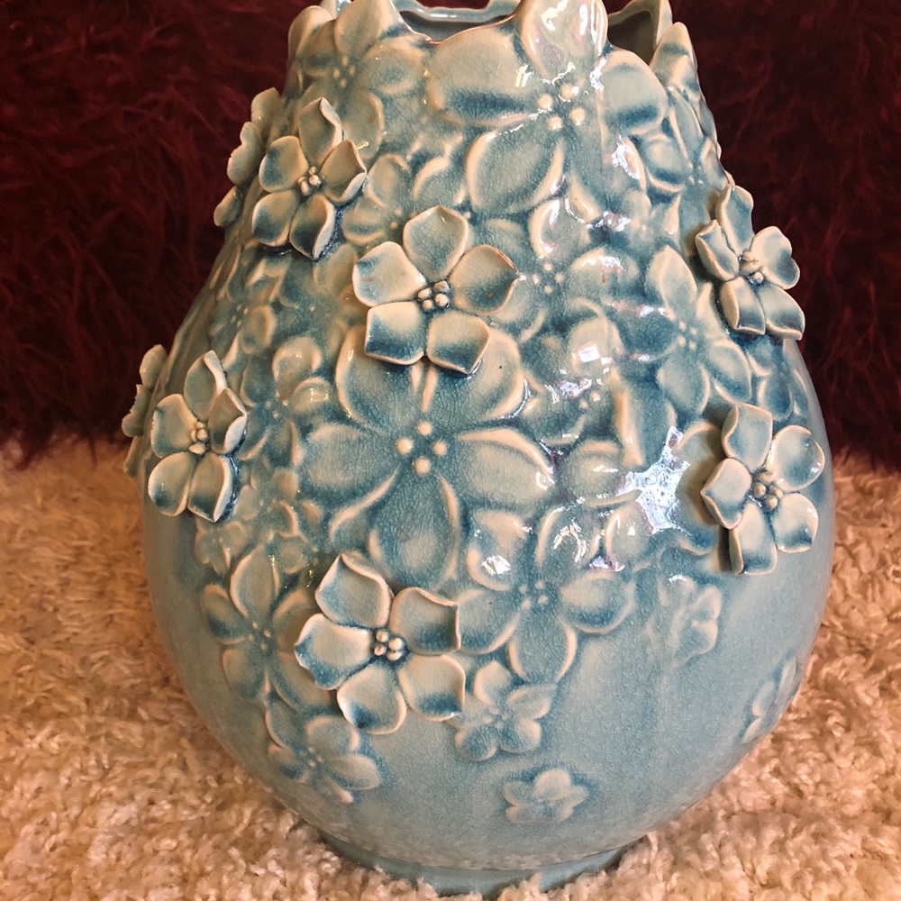 Turquoise Floral Vase